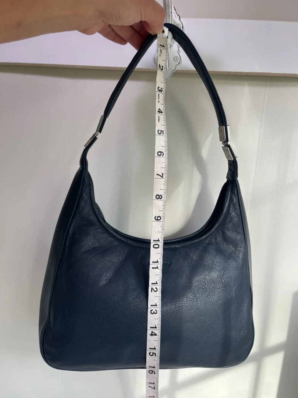 Liz Claiborne Vintage Genuine Leather Shoulder Bag Navy